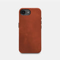 iPhone 16e Leather Shell Case Metal, MagSafe - Saddle Brown