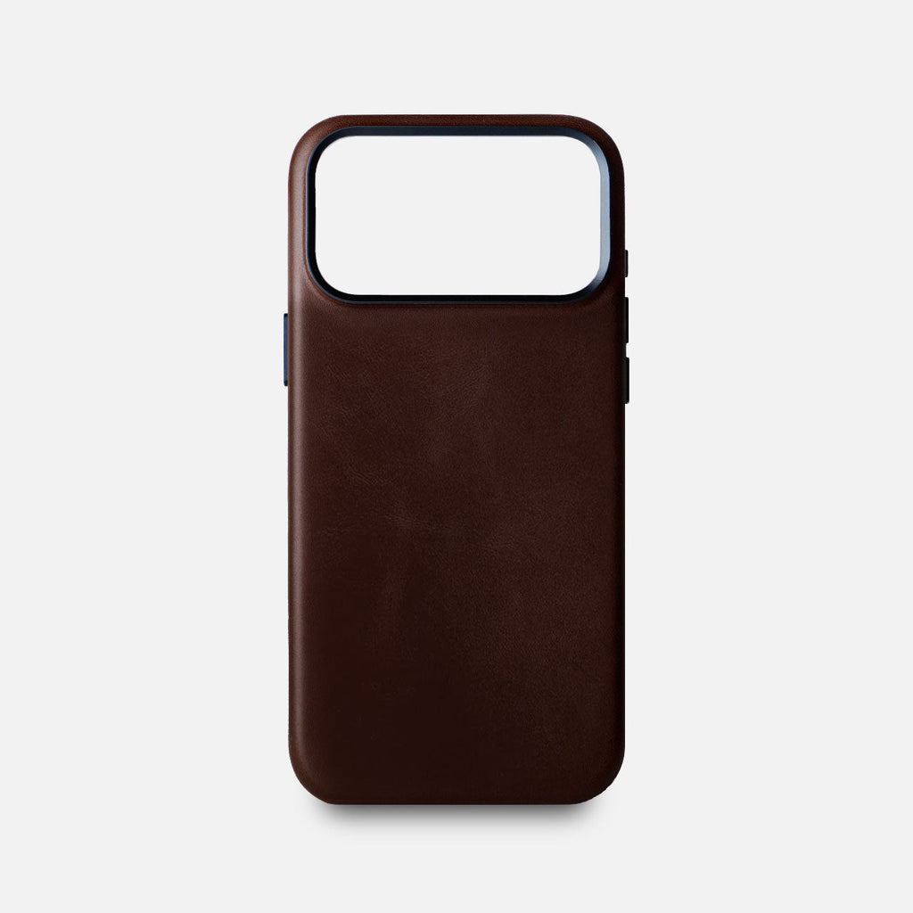 Leather iPhone 17 Pro Max Shell Case Metal, MagSafe - Dark Brown