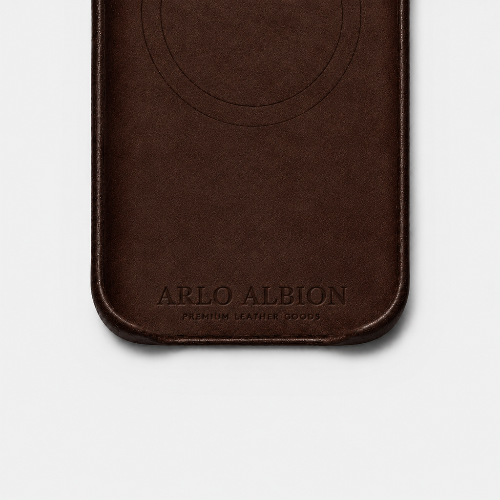 Leather iPhone 17 Shell Case, MagSafe - Dark Brown