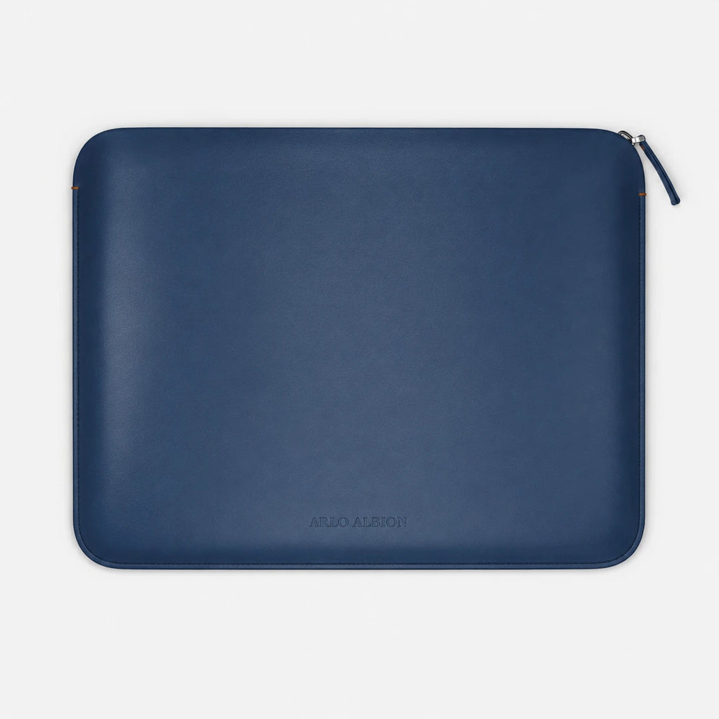 Luxury Nappa Leather MacBook Pro 14" sleeve with zip - Turquoise Blue