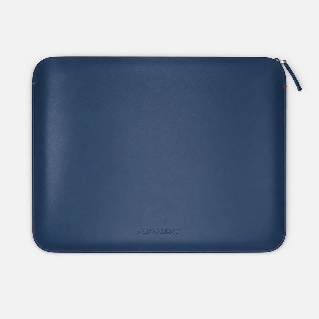 Luxury Nappa Leather MacBook Pro 16" sleeve with zip - Turquoise Blue