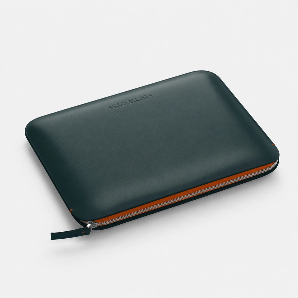 Luxury Nappa Leather MacBook Pro 13" sleeve with zip - Avocado Green