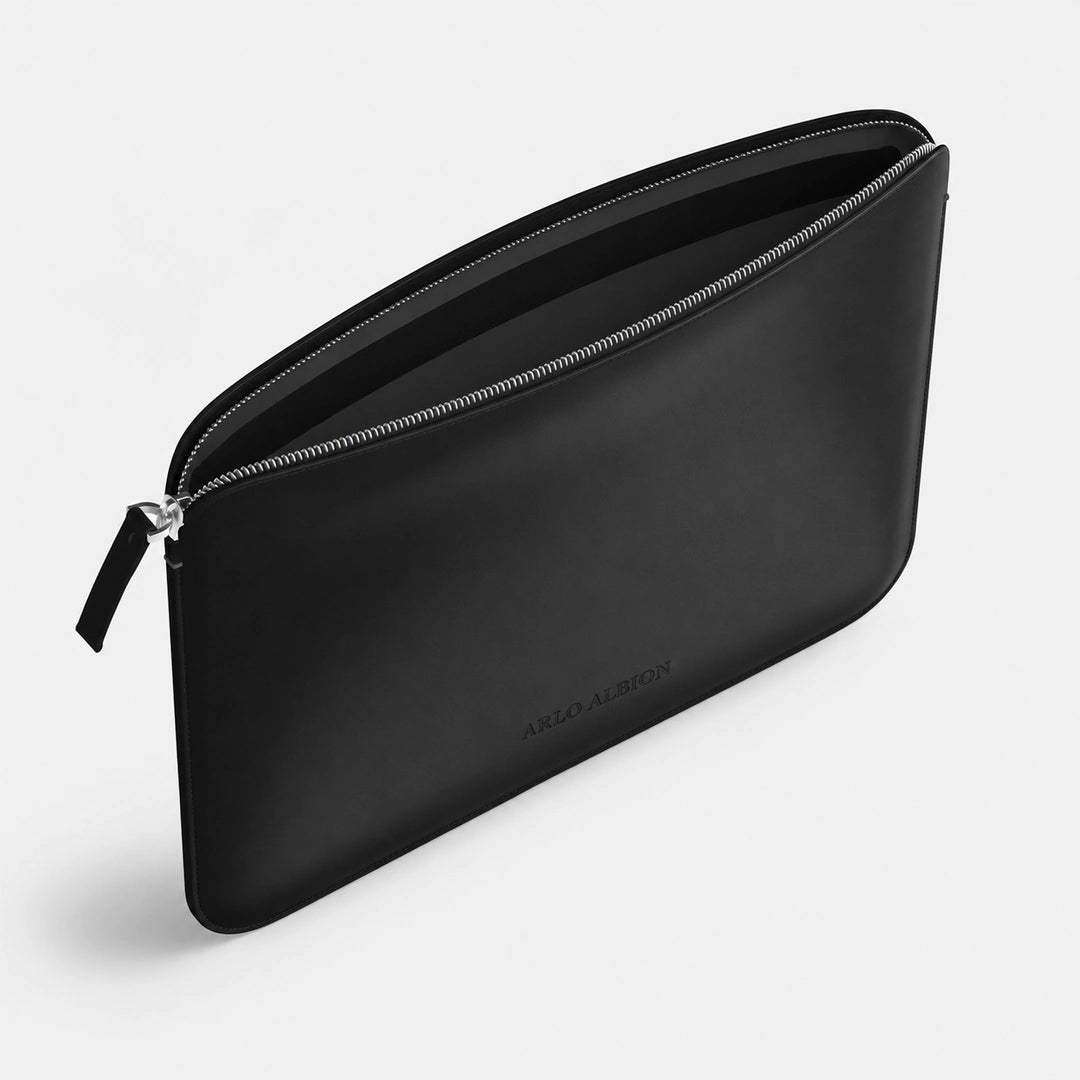 Luxury Nappa Leather MacBook Pro 16" sleeve with zip - Black