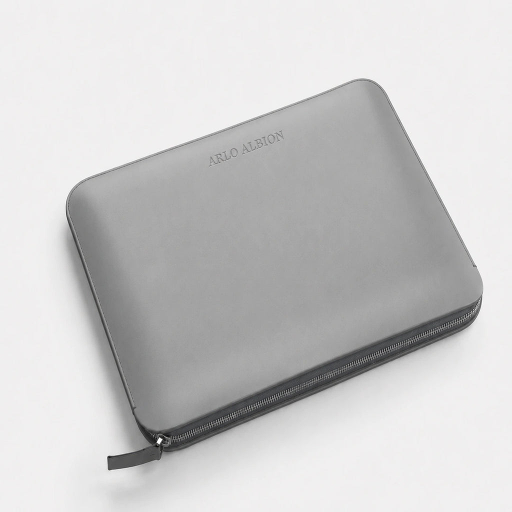 Luxury Nappa Leather iPad Pro 11" sleeve with zip - Grey