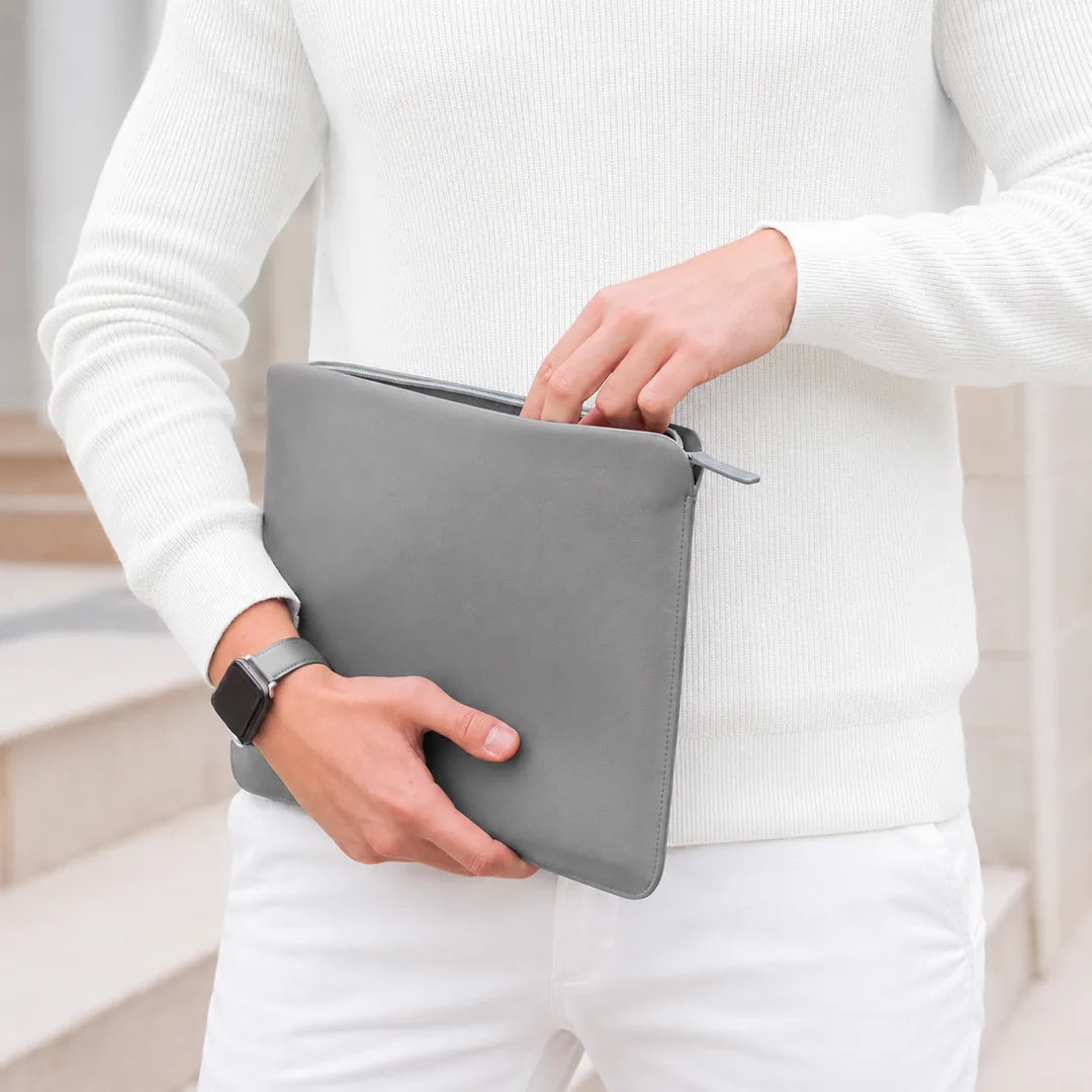 Luxury Nappa Leather iPad Pro 11" sleeve with zip - Grey