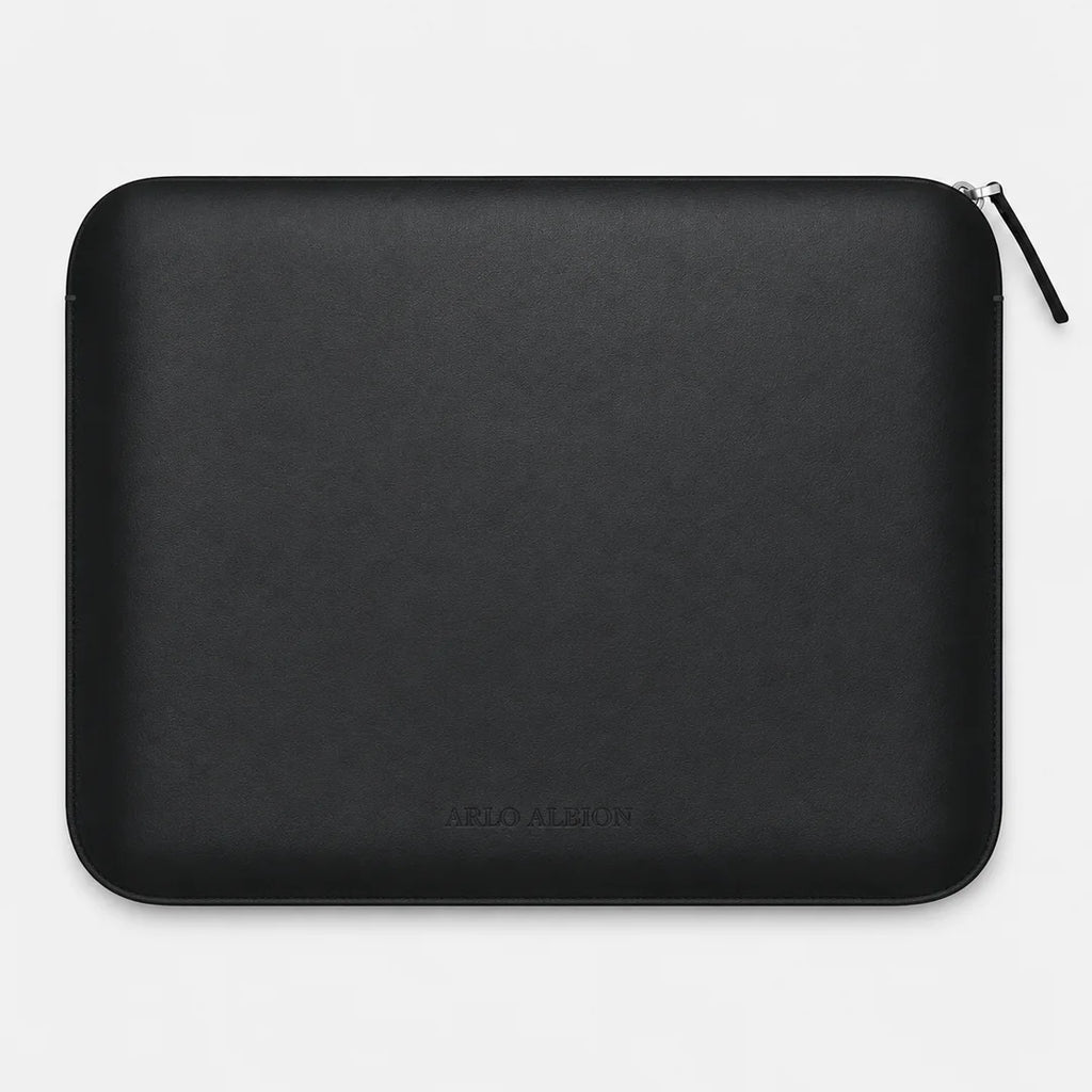 Luxury Nappa Leather MacBook Pro 16" sleeve with zip - Black