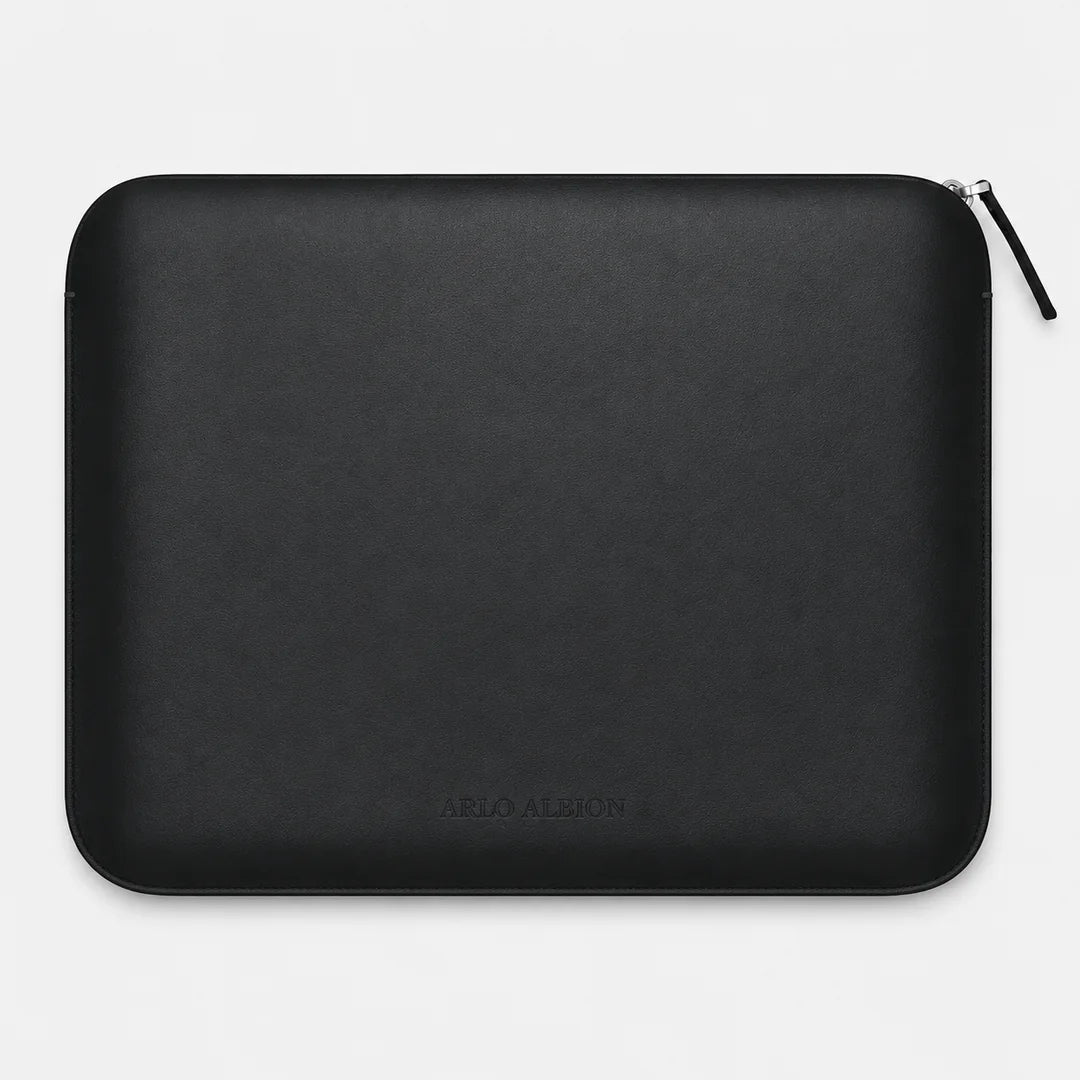 Luxury Nappa Leather MacBook Pro 16" sleeve with zip - Black