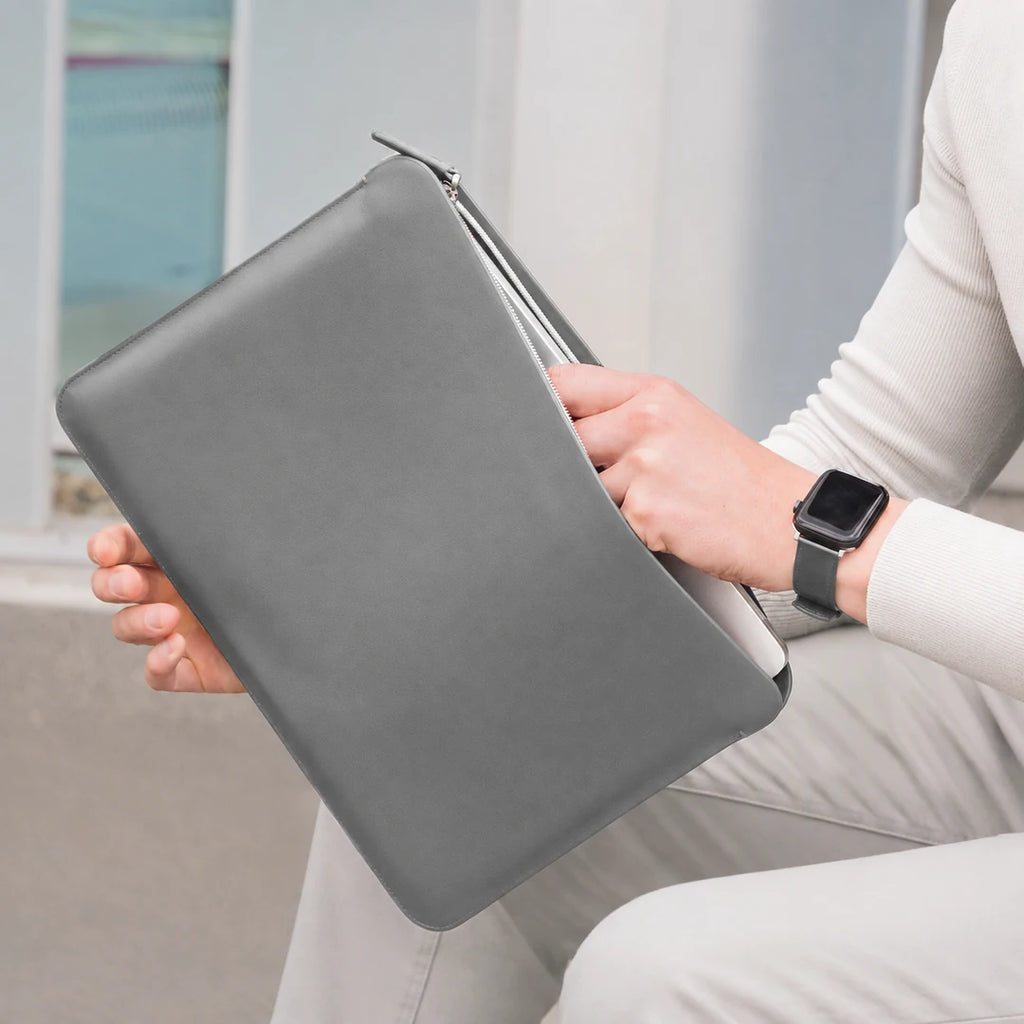 Luxury Nappa Leather iPad Pro 11" sleeve with zip - Grey