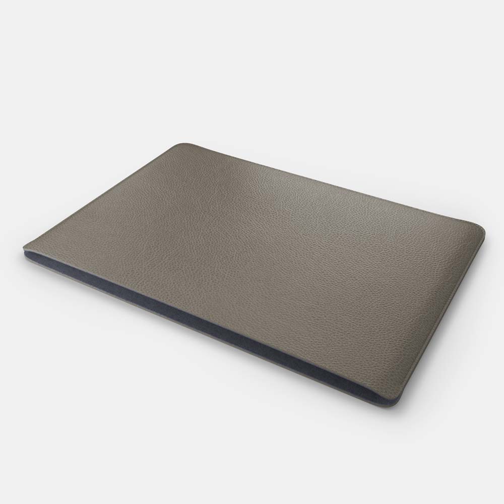 Luxury Leather Macbook Pro 14" Sleeve - Grey and Grey