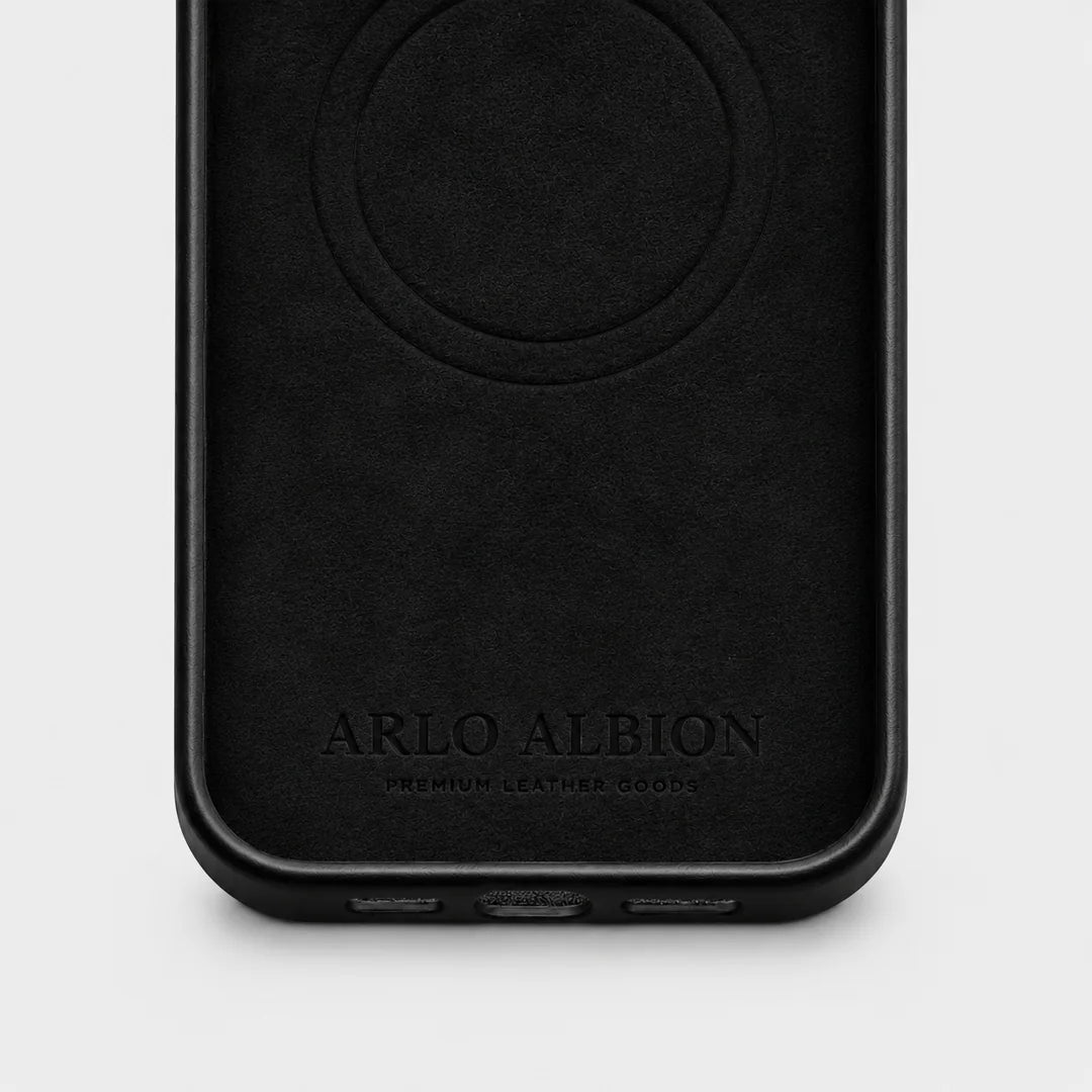 iPhone 17e Leather Shell Case Metal, MagSafe - Black