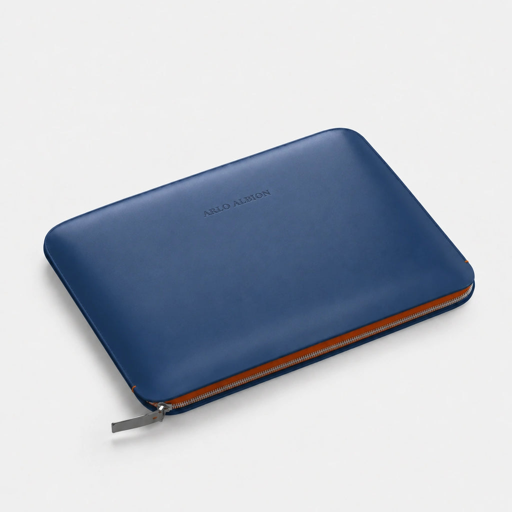 Luxury Nappa Leather MacBook Pro 14" sleeve with zip - Turquoise Blue