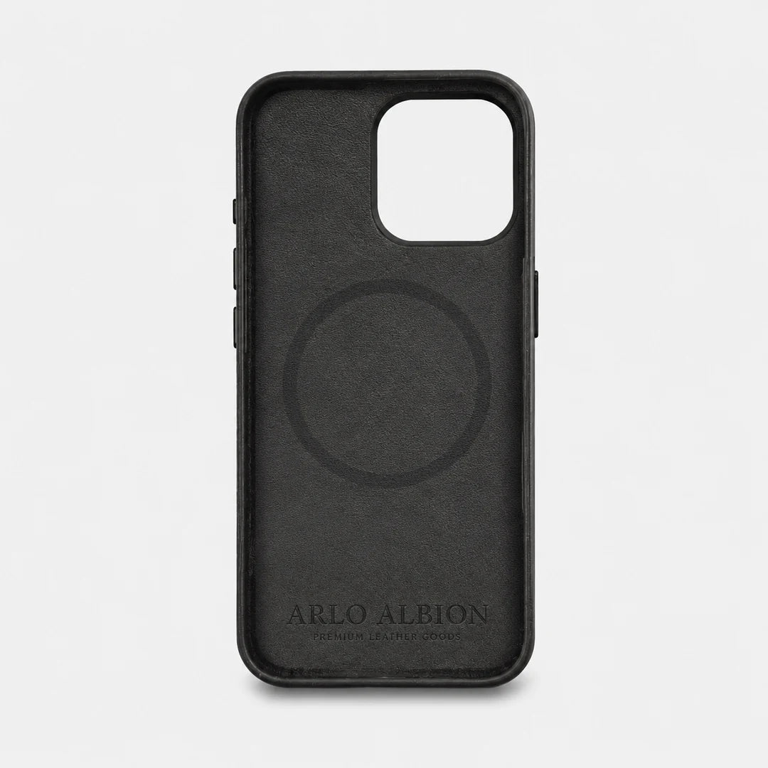 iPhone 16 Pro Max Leather Shell Case Metal, MagSafe - Black
