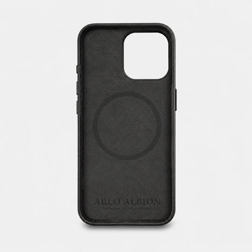 iPhone 16 Pro Leather Shell Case Metal, MagSafe - Black