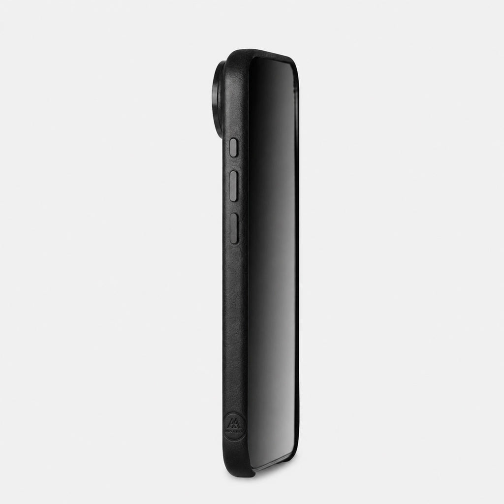 Leather iPhone 17 Air Shell Case Metal, MagSafe - Black