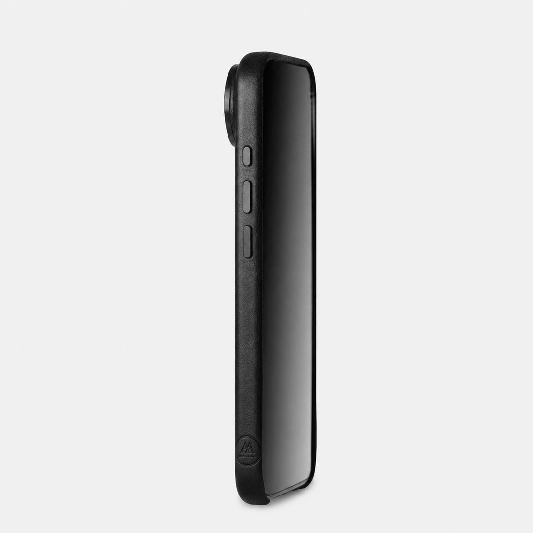 Leather iPhone 17 Air Shell Case Metal, MagSafe - Black