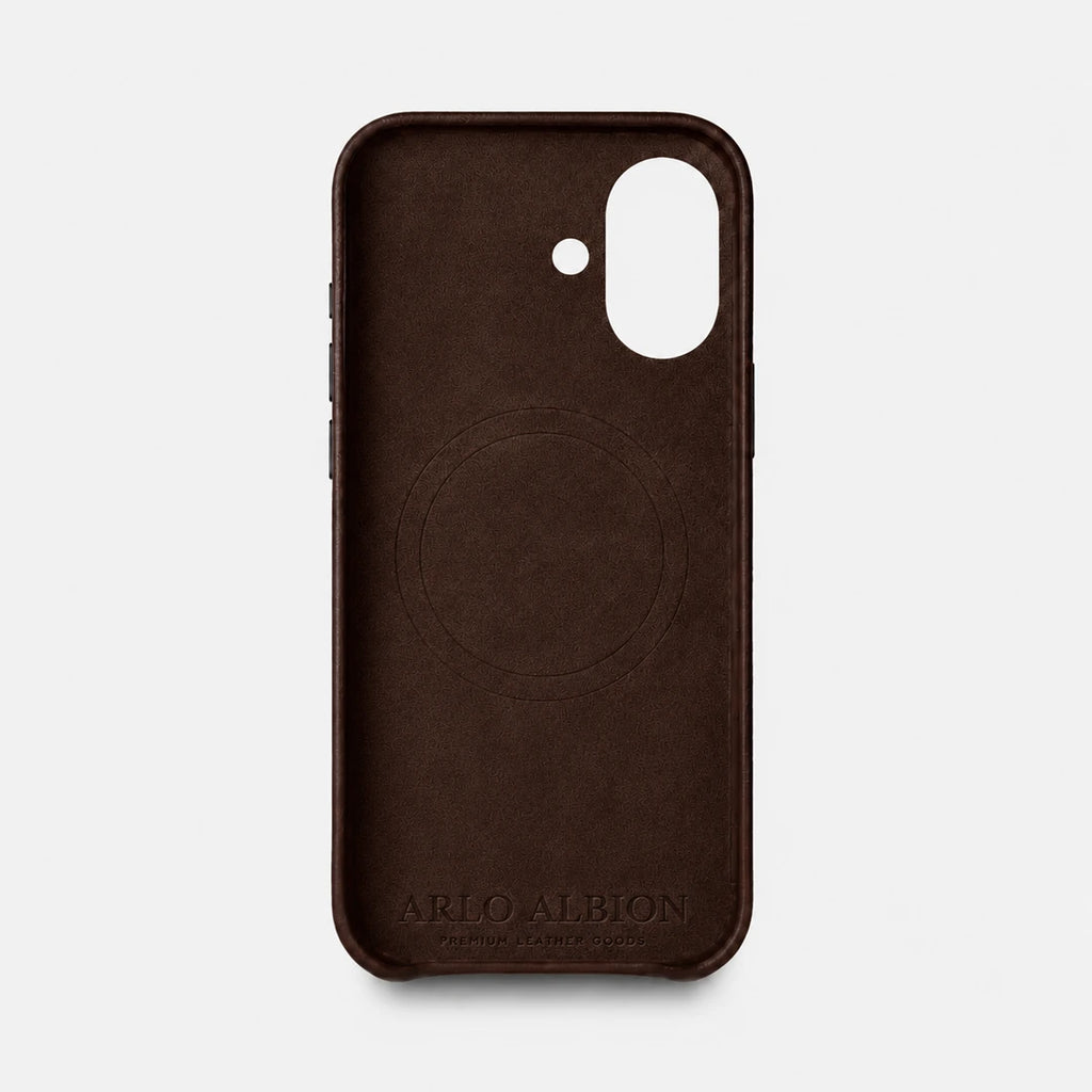 Leather iPhone 17 Shell Case, MagSafe - Dark Brown