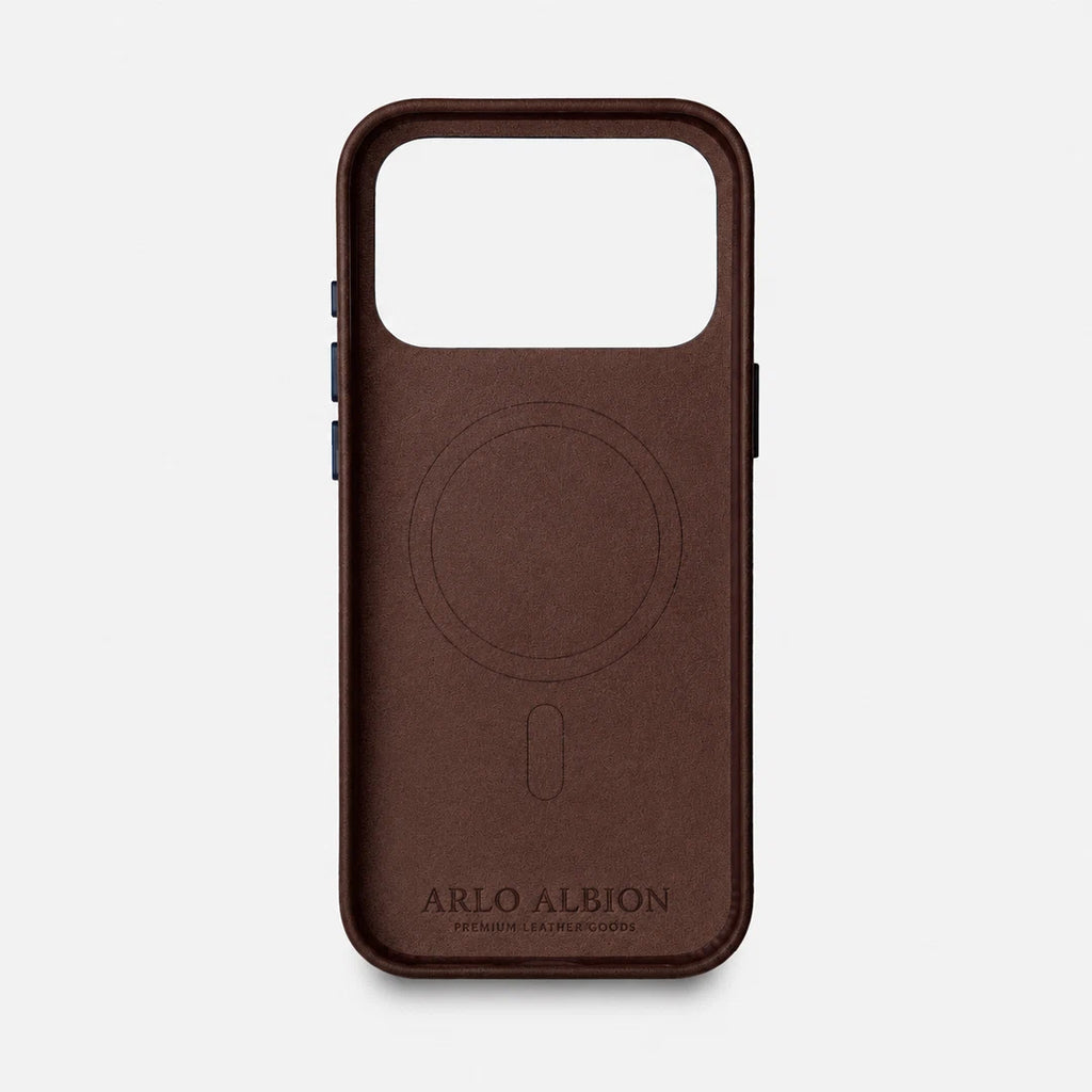 Leather iPhone 17 Pro Max Shell Case Metal, MagSafe - Dark Brown