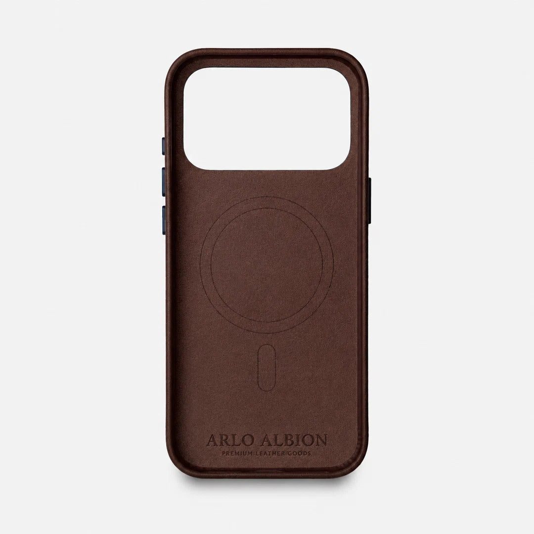 Leather iPhone 17 Pro Max Shell Case Metal, MagSafe - Dark Brown