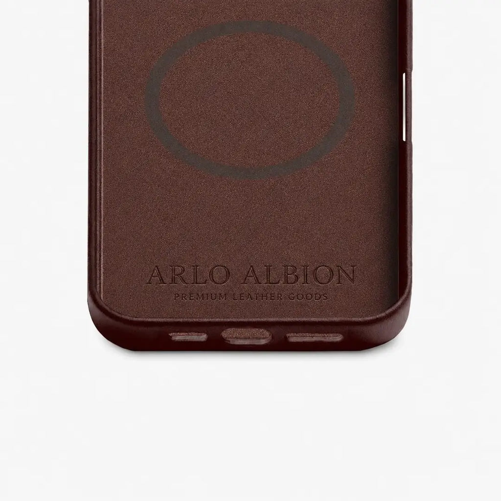 iPhone 16 Pro Leather Shell Case Metal, MagSafe - Dark Brown