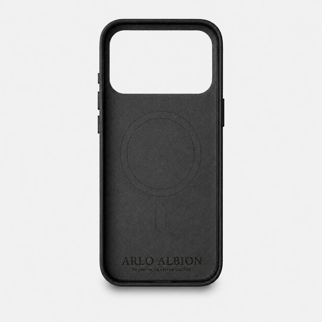Leather iPhone 17 Pro Shell Case Metal, MagSafe - Black