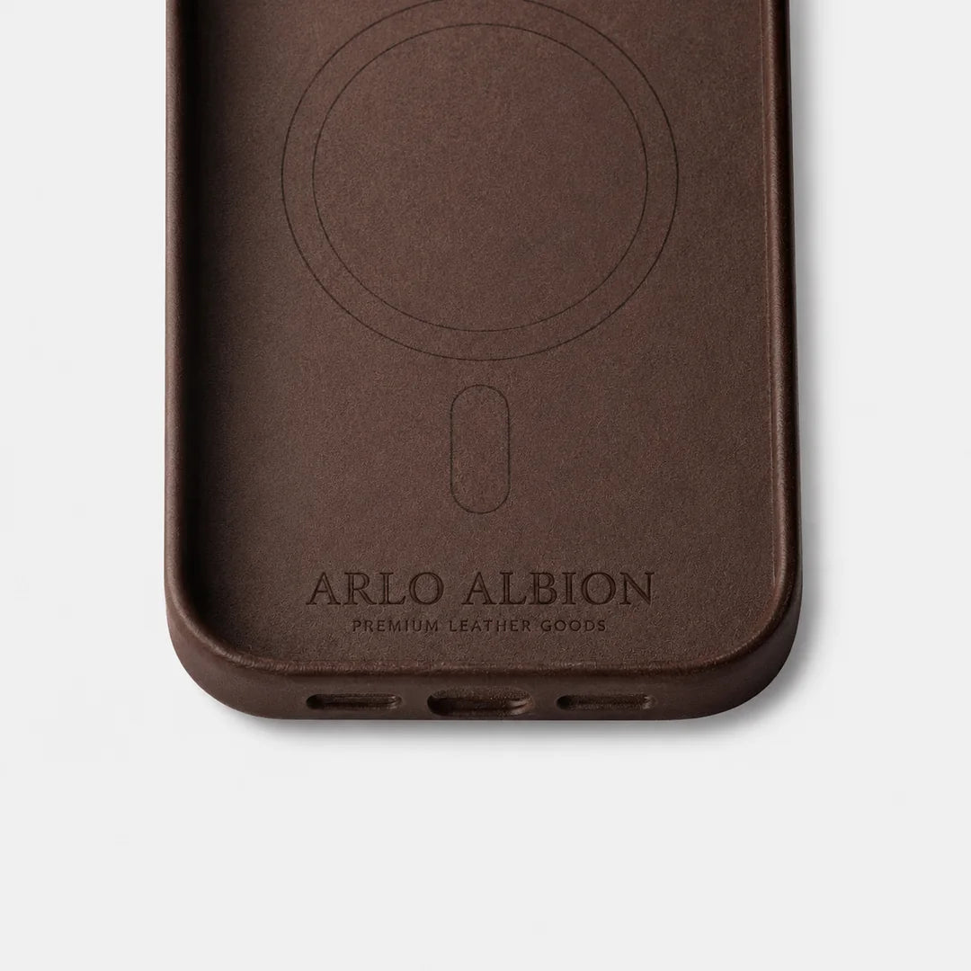 Leather iPhone 17 Pro Shell Case Metal, MagSafe - Dark Brown