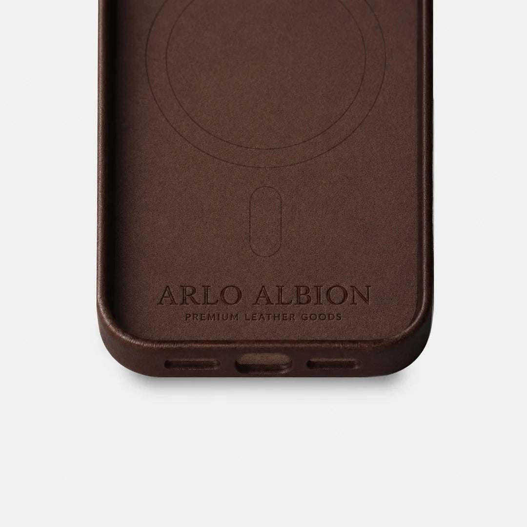 Leather iPhone 17 Pro Max Shell Case Metal, MagSafe - Dark Brown