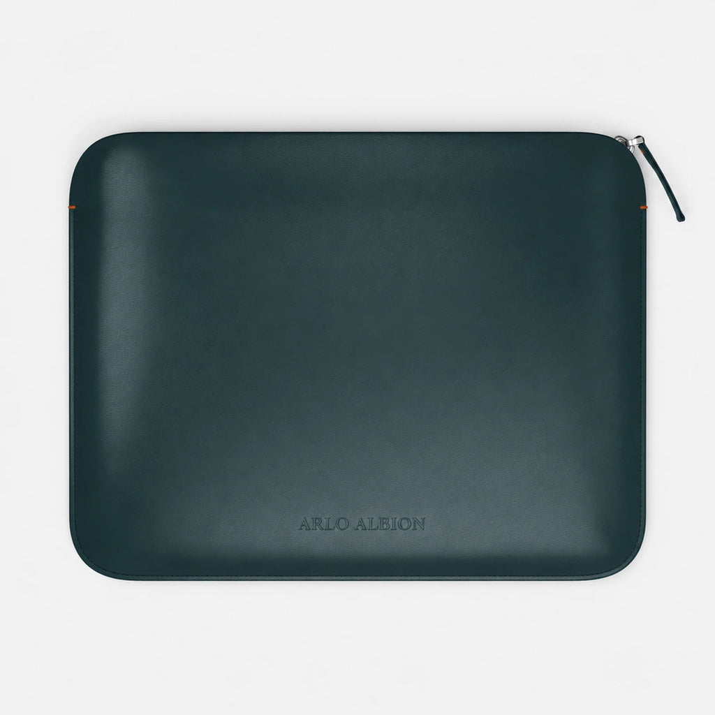 Luxury Nappa Leather iPad Pro 13" sleeve with zip - Avocado Green