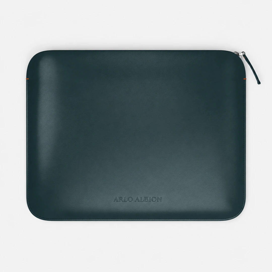 Luxury Nappa Leather MacBook Pro 16" sleeve with zip - Avocado Green