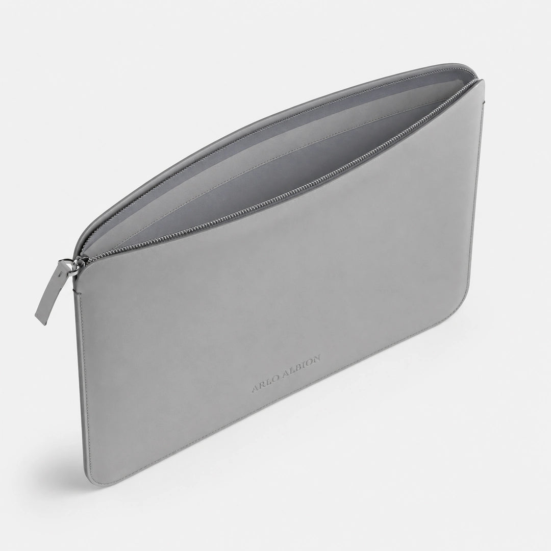 Luxury Nappa Leather MacBook Pro 16" sleeve with zip - Grey