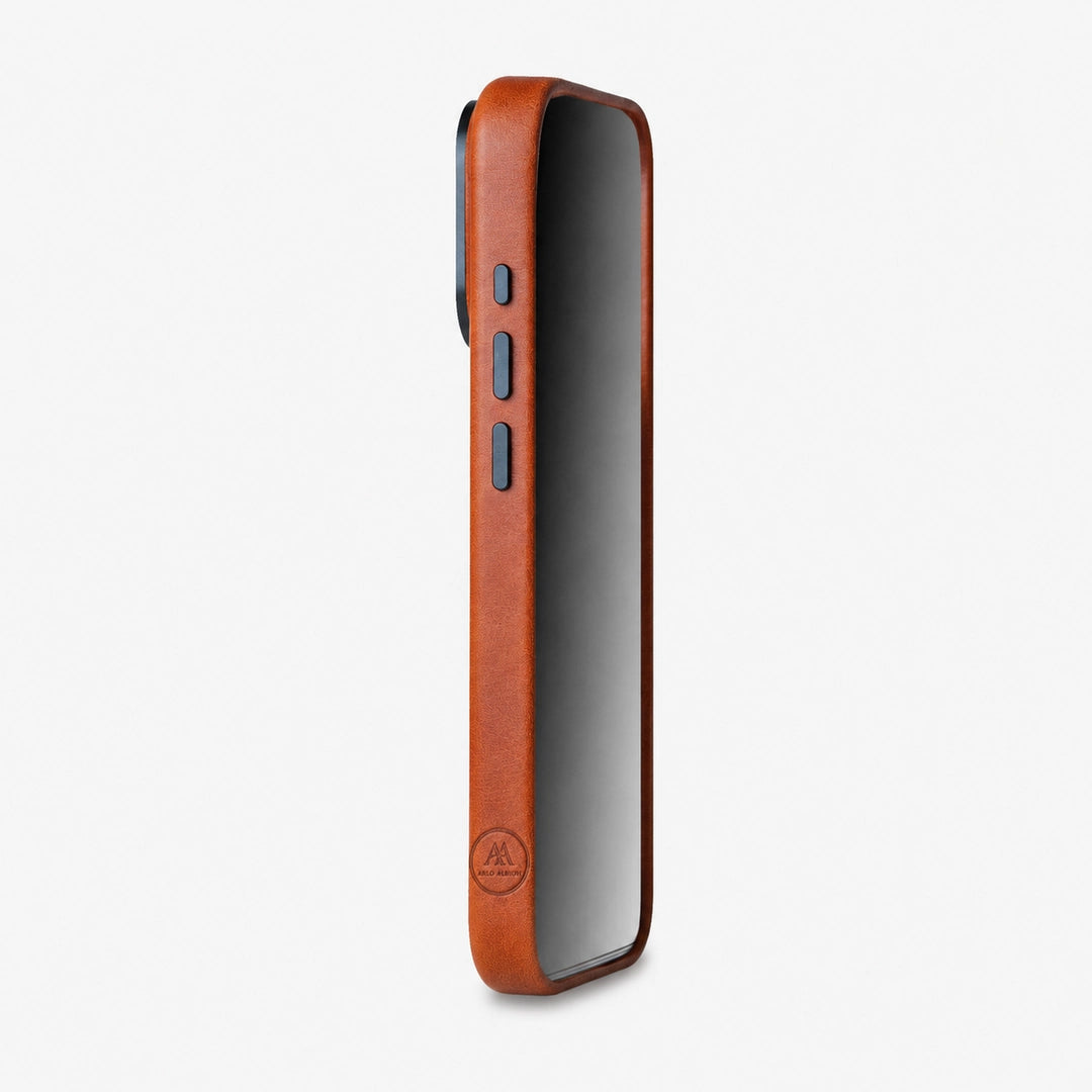 Leather iPhone 17 Pro Max Shell Case Metal, MagSafe - Saddle Brown