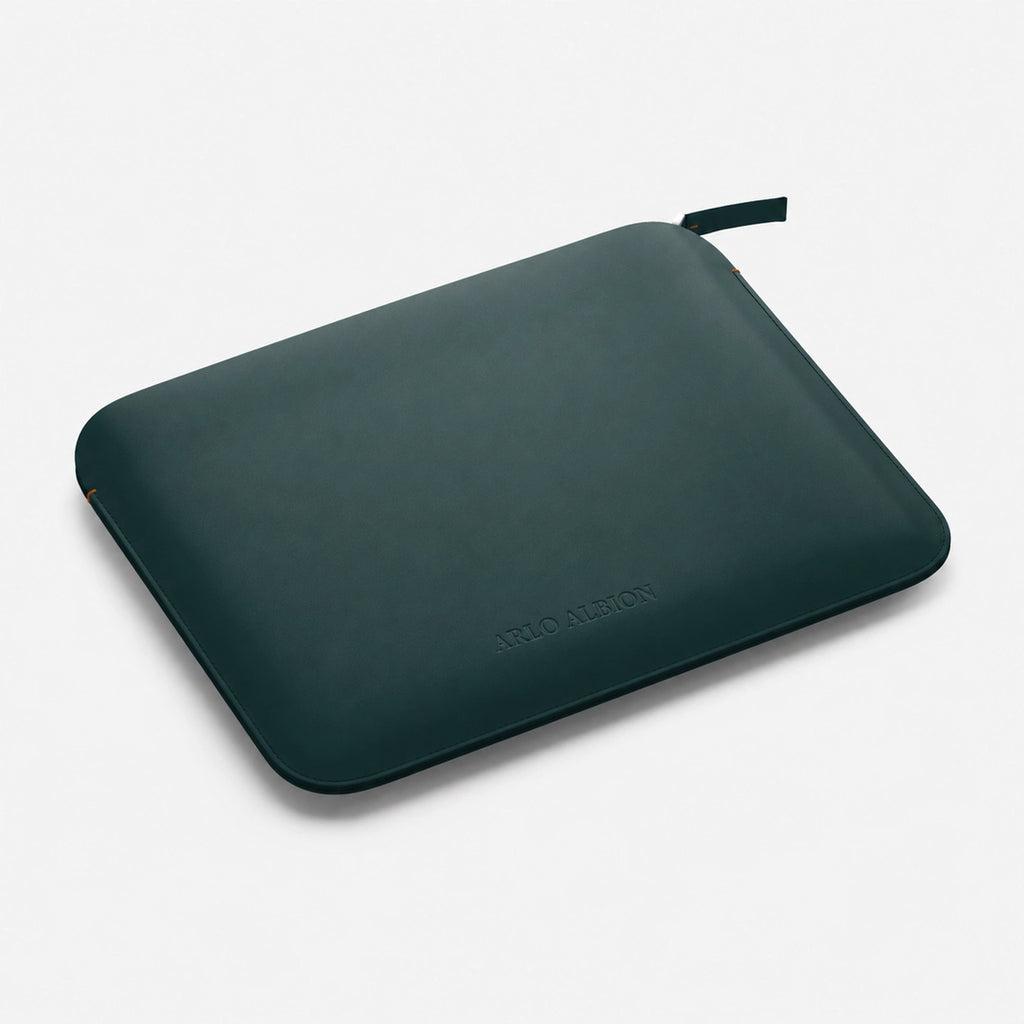 Luxury Nappa Leather iPad Pro 13" sleeve with zip - Avocado Green