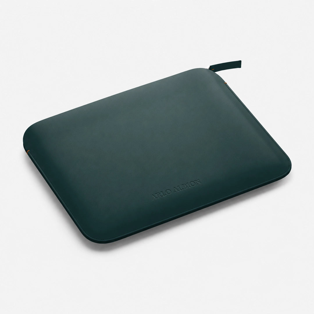 Luxury Nappa Leather MacBook Air 15" sleeve with zip - Avocado Green