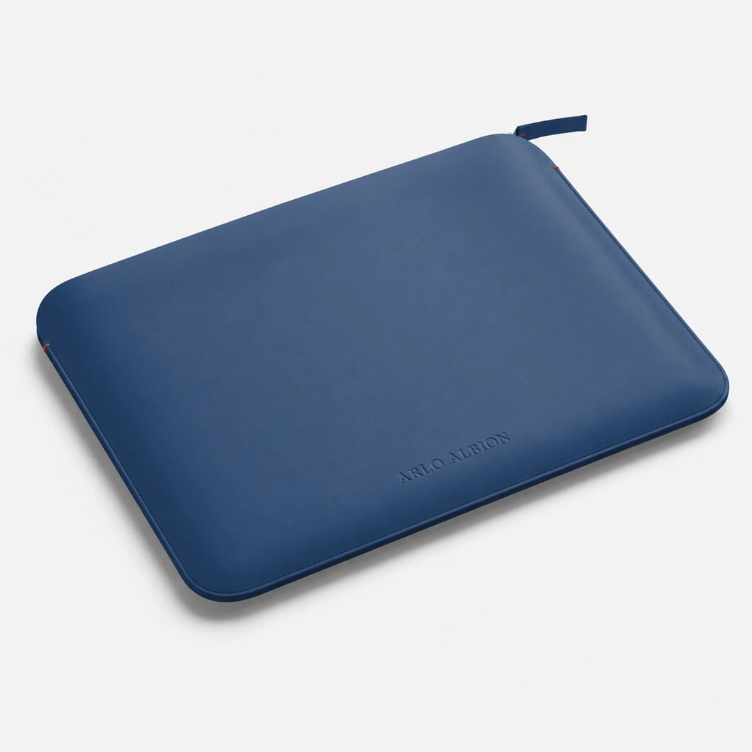 Luxury Nappa Leather MacBook Pro 14" sleeve with zip - Turquoise Blue