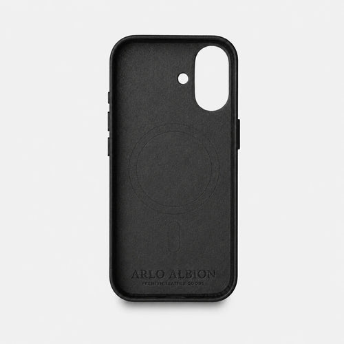 iPhone 16 Plus Leather Shell Case Metal, MagSafe - Black