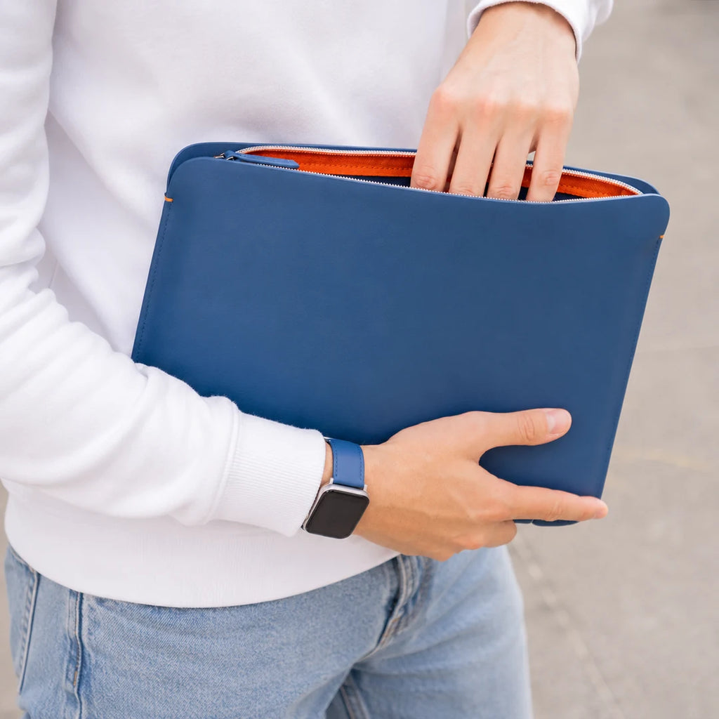 Luxury Nappa Leather iPad Air 11" sleeve with zip - Turquoise Blue