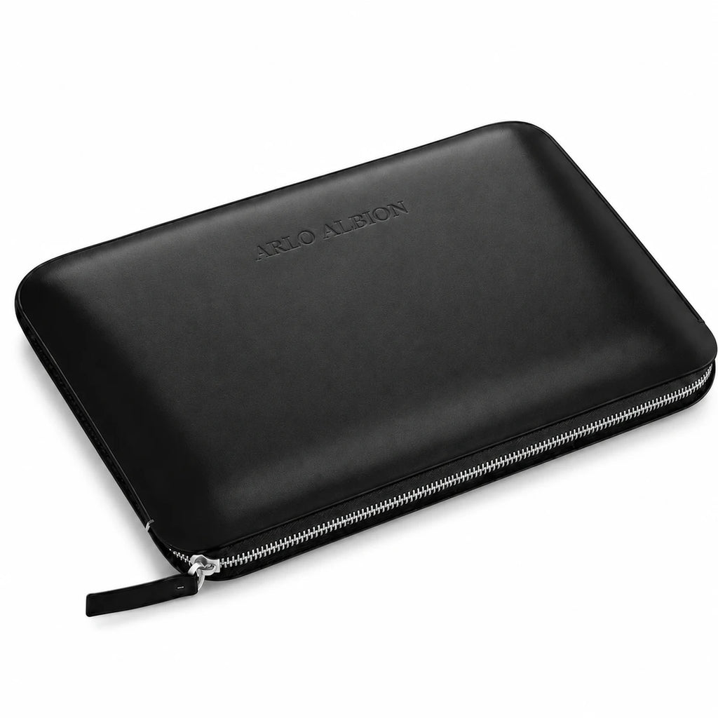 Luxury Nappa Leather MacBook Pro 16" sleeve with zip - Black