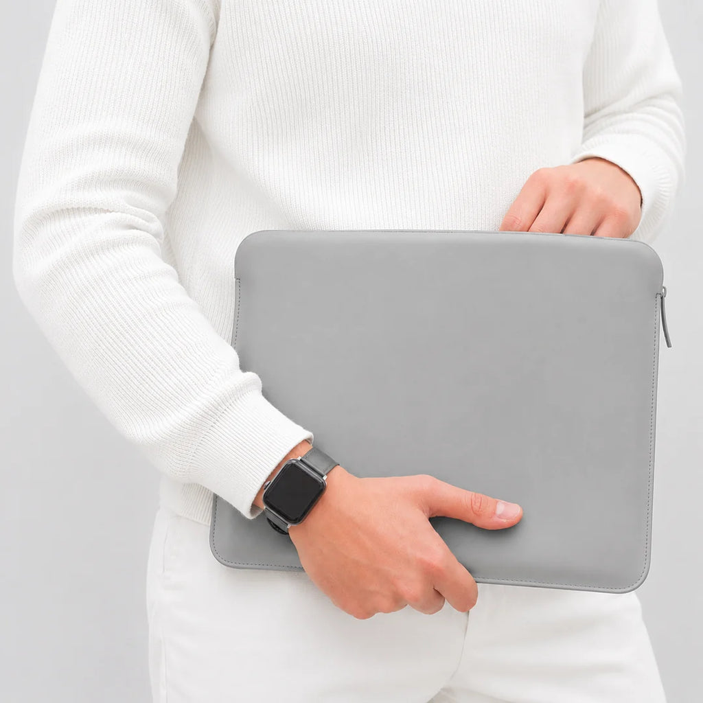 Luxury Nappa Leather iPad Pro 11" sleeve with zip - Grey