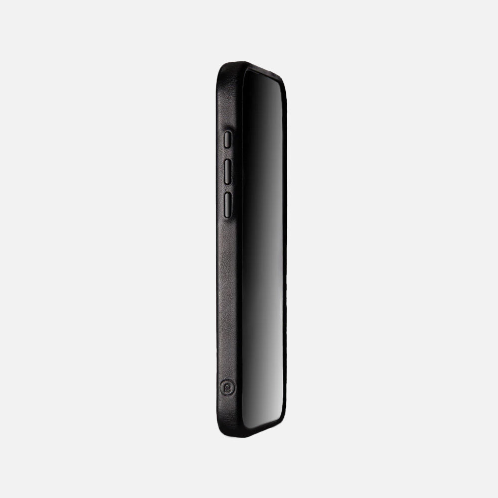 iPhone 16e Leather Shell Case Metal, MagSafe - Black