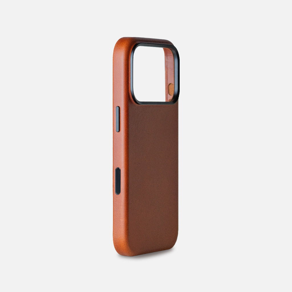 Leather iPhone 17 Pro Shell Case Metal, MagSafe - Saddle Brown