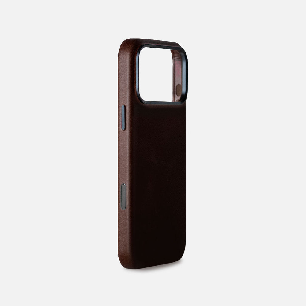 Leather iPhone 17 Pro Max Shell Case Metal, MagSafe - Dark Brown