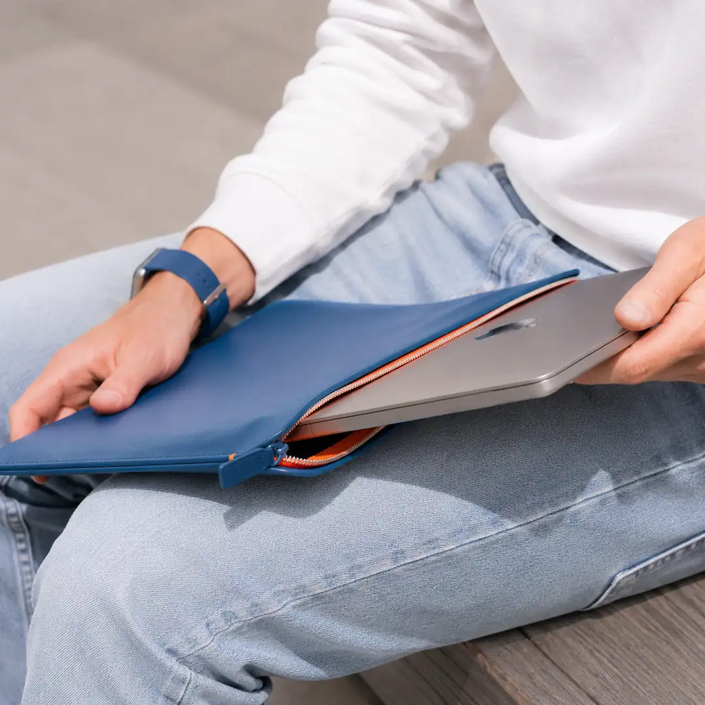 Luxury Nappa Leather iPad Air 11" sleeve with zip - Turquoise Blue