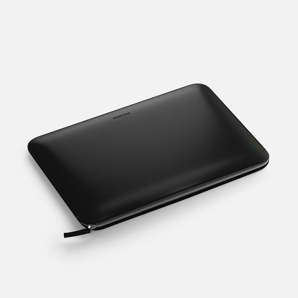 Luxury Nappa Leather MacBook Air 15" sleeve with zip - Black