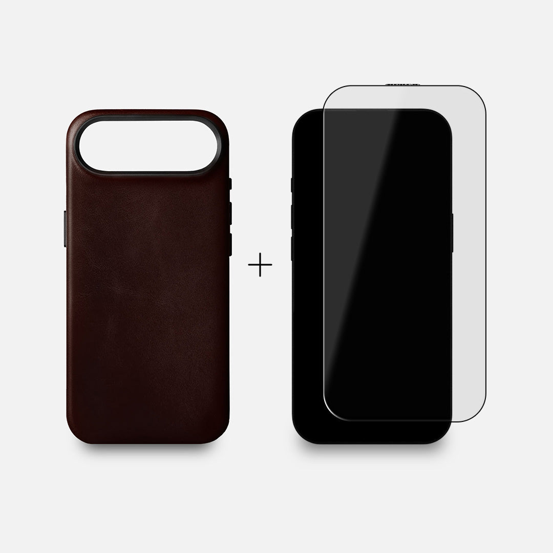 iPhone 17 Air Leather Case & Screen Protector Bundle - Dark Brown