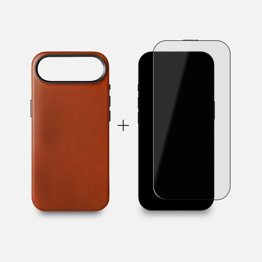 iPhone 17 Air Leather Case & Screen Protector Bundle - Saddle Brown