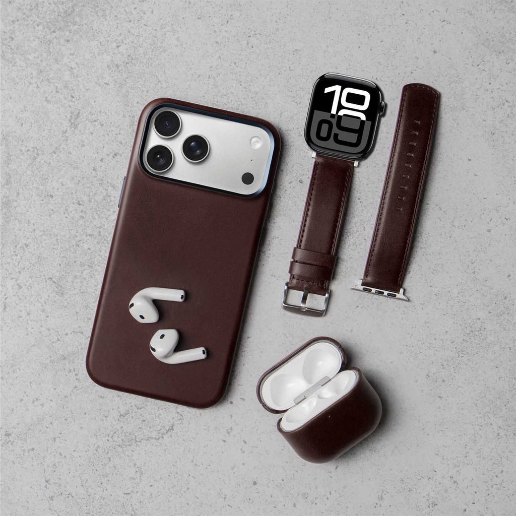 Leather iPhone 17 Pro Shell Case Metal, MagSafe - Dark Brown