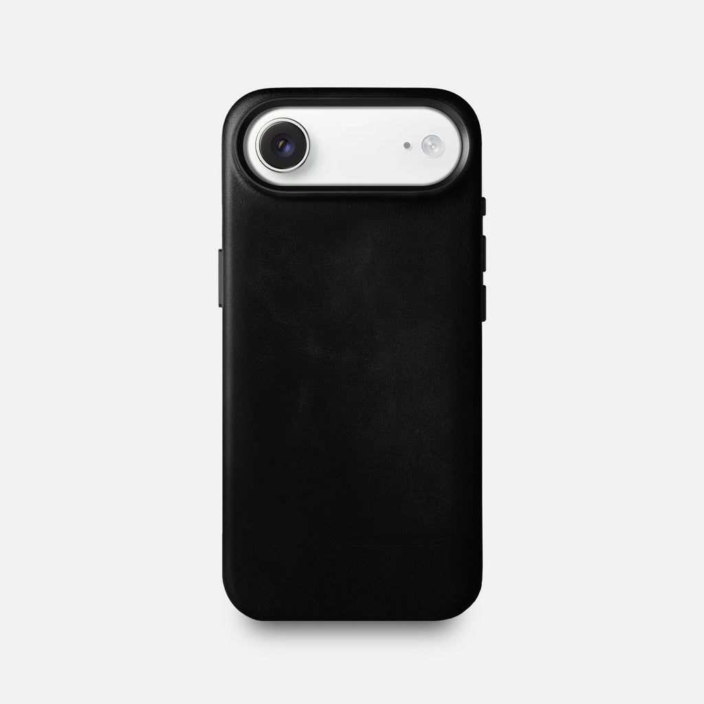 Leather iPhone 17 Air Shell Case Metal, MagSafe - Black