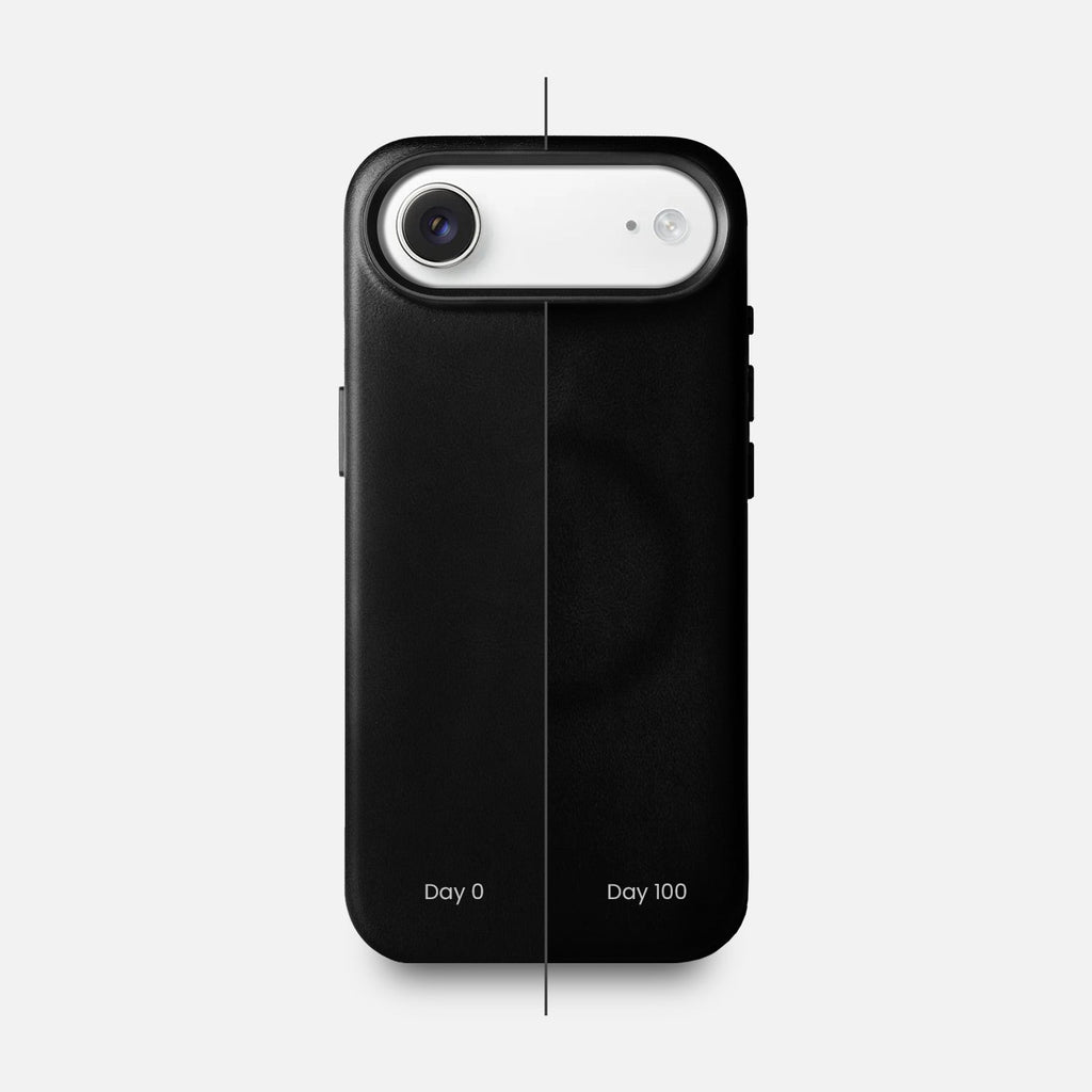 Leather iPhone 17 Air Shell Case Metal, MagSafe - Black