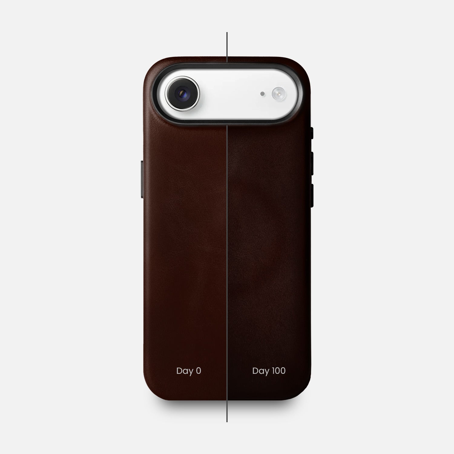 Leather iPhone 17 Air Shell Case Metal, MagSafe - Dark Brown