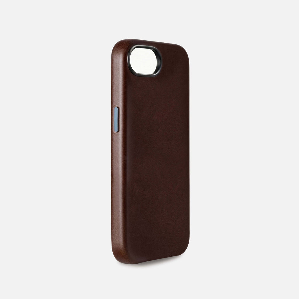 iPhone 17e Leather Shell Case Metal, MagSafe - Dark Brown