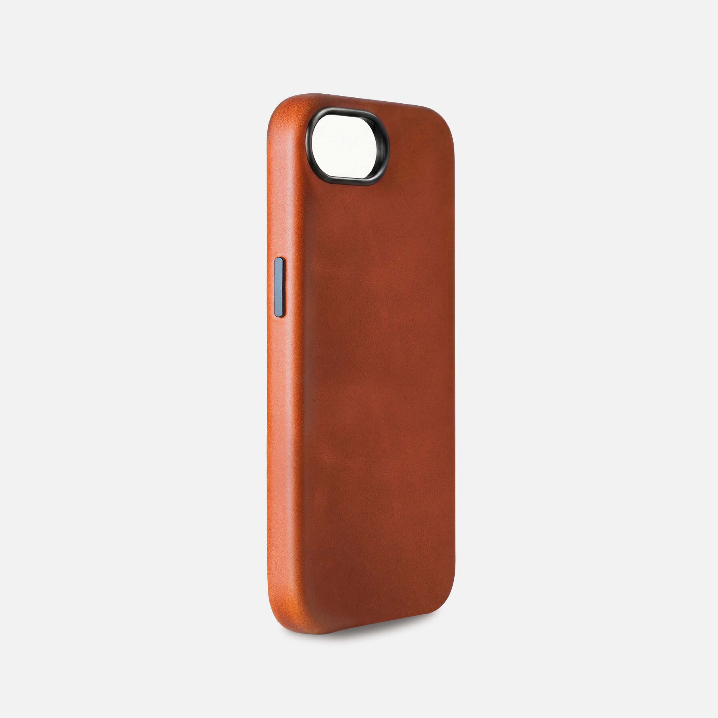iPhone 17e Leather Shell Case Metal, MagSafe - Saddle Brown